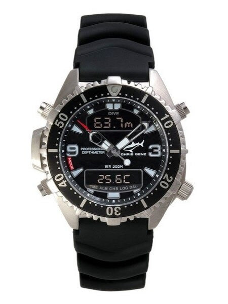 Chris Benz Professional Depthmeter Dive Watch with Chronograph and Alarm #CB-D200-S-KBS