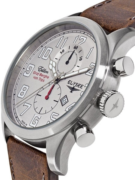 Elysee 46mm Kerpen Quartz Chronograph Watch with 60-minute Stopwatch and Sapphire Crystal #38007