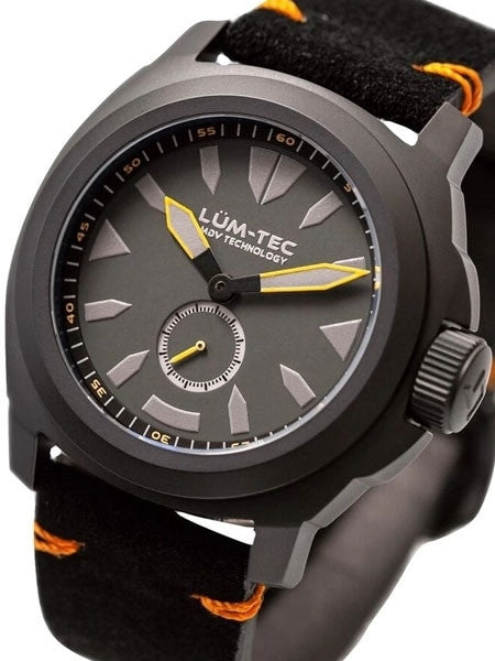Lum-Tec Phantom 44mm Watch with Titanium Carbide Black PVD Case, AR Sapphire Crystal #M86