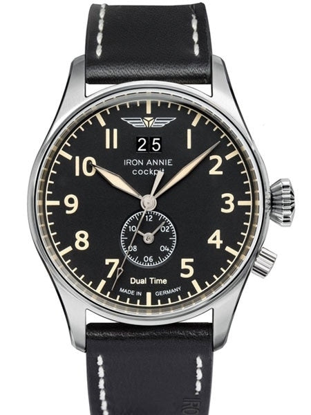 Iron Annie Big Date, Dual Time Pilot Watch with Two Crowns #5140-2