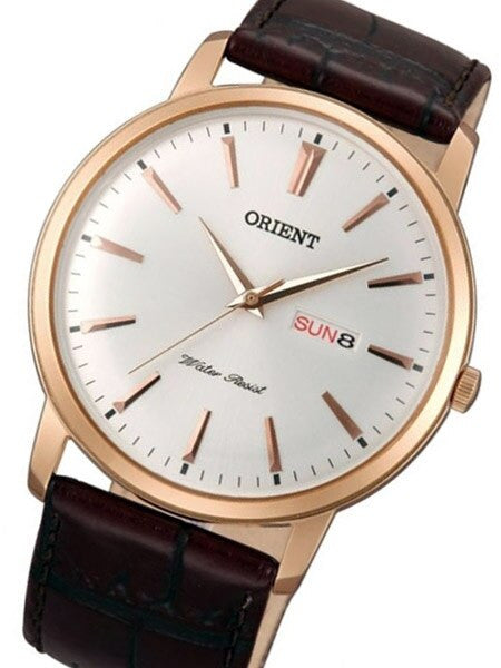 Orient Capital Quartz Rose Goldtone Dress Watch with Day and Date #UG1R005W