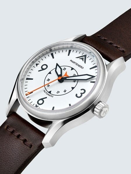 Martenero Ace Automatic Pilot Watch with White Dial, Sapphire Crystal #ACE005