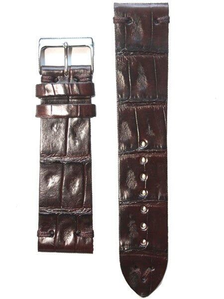 Handmade Italian Vintage Style Brown Center Cut Crocodile, Tacking-Stitching #GR-VIN02