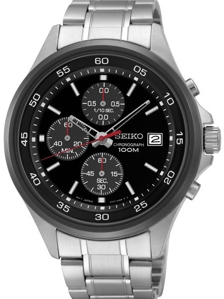 Seiko Black Dial Chronograph with Sixty-Minute Stopwatch #SKS491