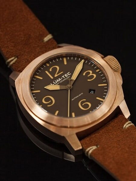 Lum-Tec Bronze 44mm Swiss Automatic Watch with Double Curved AR Sapphire Crystal #M83