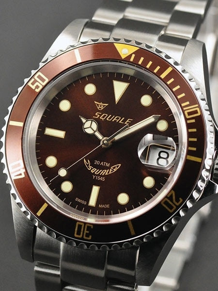 Squale 200 meter Root Beer Swiss Automatic Dive watch with Sapphire Crystal #1545-RB