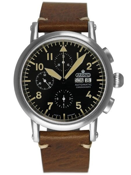 Aristo Swiss Valjoux 7750 Automatic Chronograph Aviator Watch #7H186