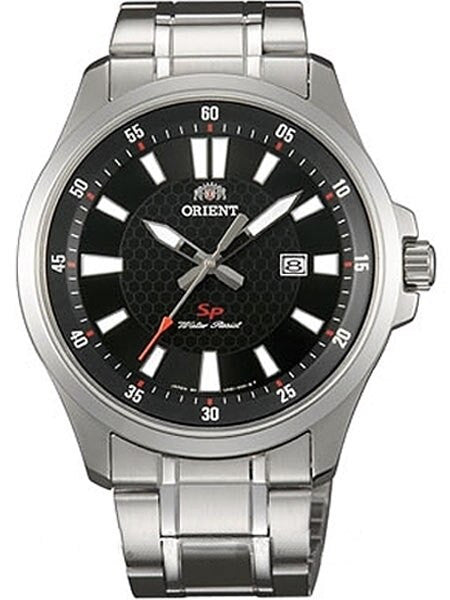 Orient Commander Quartz Watch with Honeycomb Black Dial and Date #UNE1003B