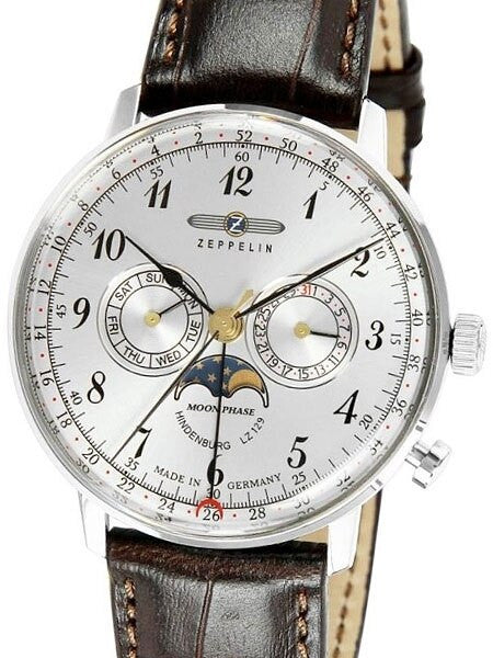Scratch and Dent - Graf Zeppelin Hindenburg Swiss Quartz Moonphase Calendar Watch #7036-1 1
