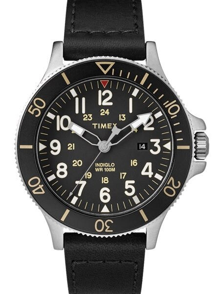 Timex 43mm Allied Coastline Quartz Watch with Black Dial and INDIGLO Night-Light #TW2R45800VQ