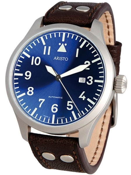 Aristo 3H159 47mm Swiss Automatic Pilot's Watch with Sunburst Blue Dial