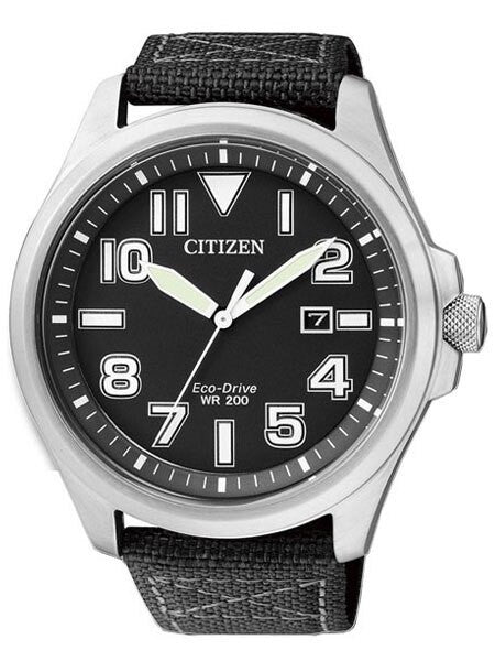 Citizen Military Watch Eco-Drive Black Dial with Black Nylon Strap #AW1410-24E