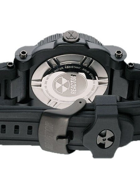 Reactor Gryphon Watch with Never Dark Illumination, Black Nitromid Polymer, Steel Core Case and Rubber Strap #73801