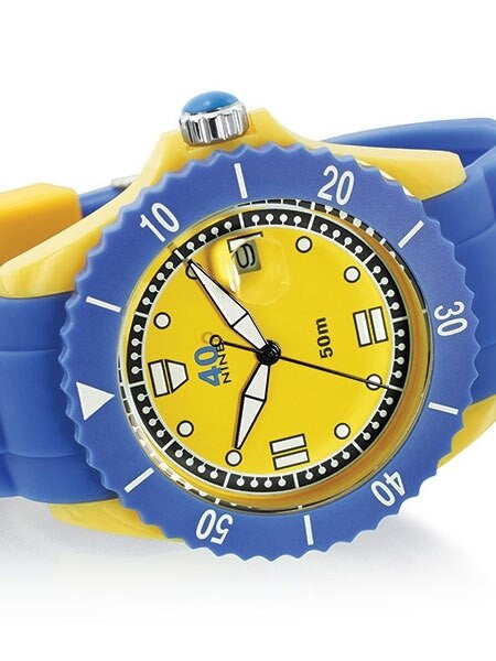 40Nine Yellow Plastic 45mm Case with Blue Silicone Rubber Strap #40NINE02-PERI10