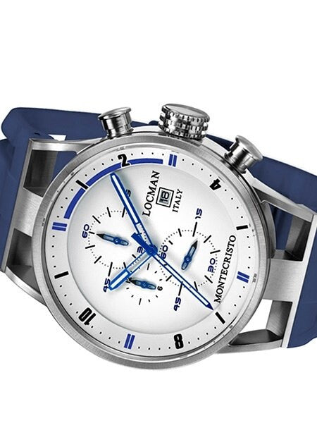 Locman Montecristo 100 Meter Quartz Chronograph Watch with 44mm Case #510WHBLBL
