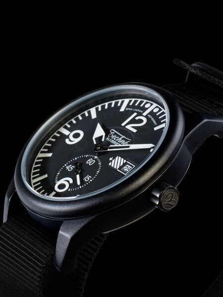 Techne Harrier Aviator Quartz Watch with 41mm Black Aluminum Case  #386.123