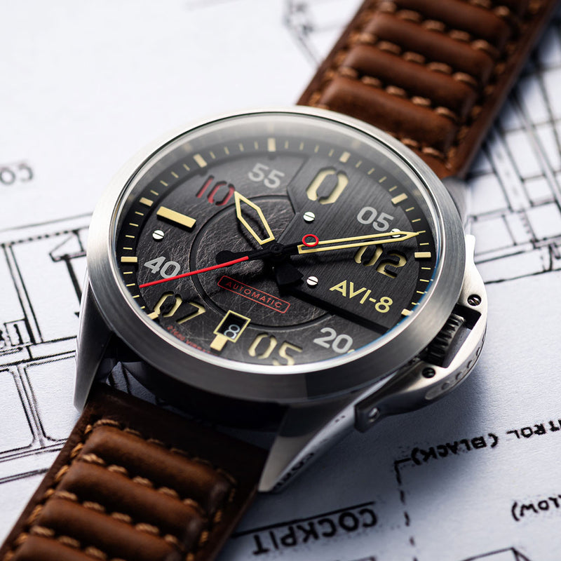 AVI-8 P-51 Mustang Hitchcock, Automatic Pilot Watch with AR Sapphire Crystal #AV-4086-01