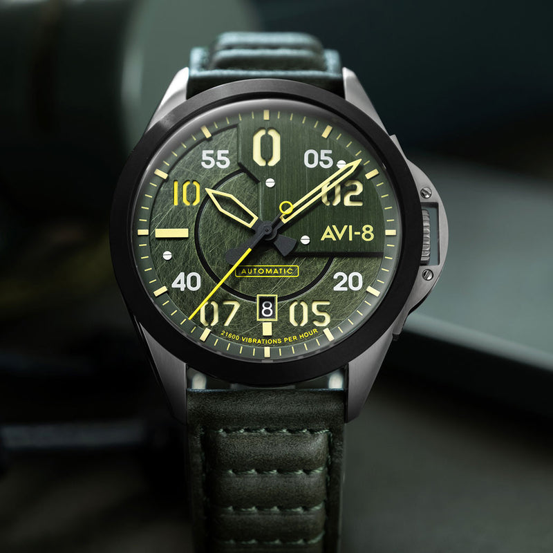 AVI-8 P-51 Mustang Hitchcock, Automatic Pilot Watch with AR Sapphire Crystal #AV-4086-03