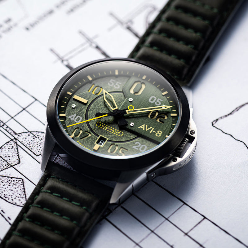 AVI-8 P-51 Mustang Hitchcock, Automatic Pilot Watch with AR Sapphire Crystal #AV-4086-03