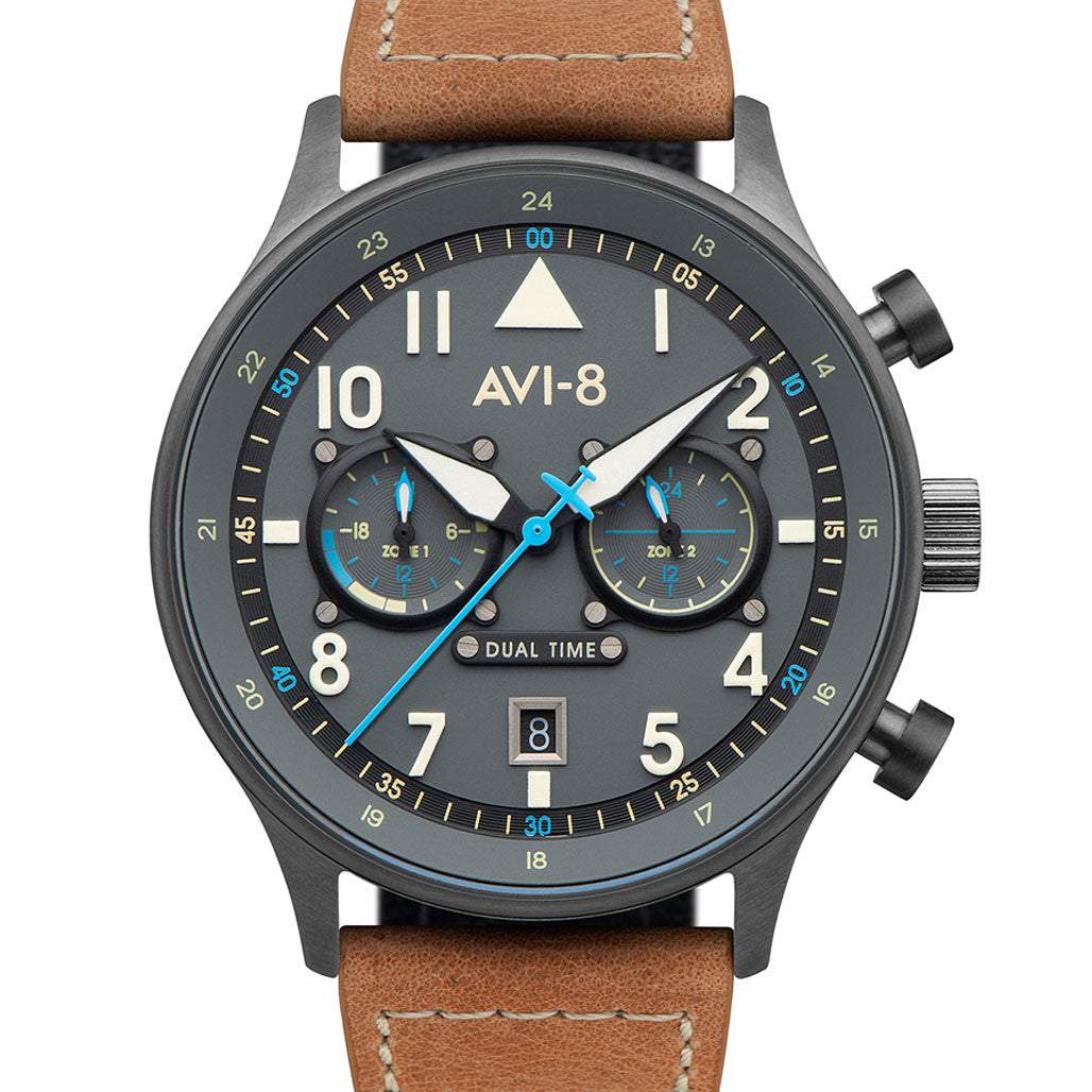 AVI-8 Carey Hawker Hurricane Dual-Tiime Pilot Watch #AV-4088-04