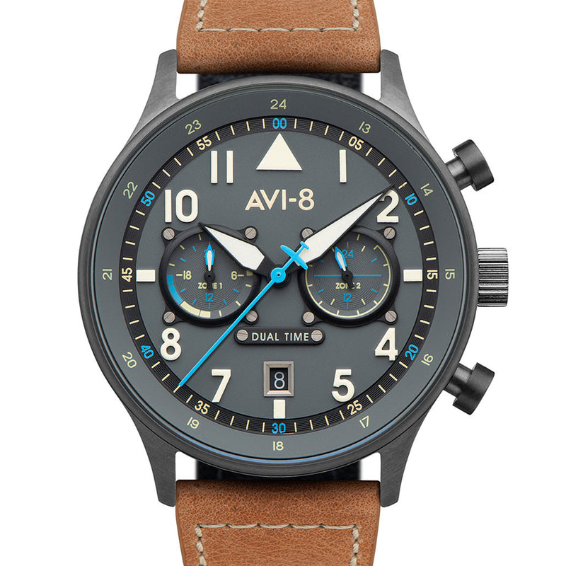 AVI-8 Carey Hawker Hurricane Dual-Tiime Pilot Watch #AV-4088-04