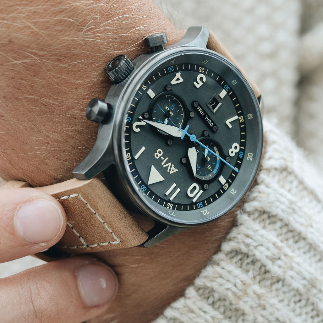 AVI-8 Carey Hawker Hurricane Dual-Tiime Pilot Watch #AV-4088-04