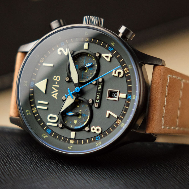 AVI-8 Carey Hawker Hurricane Dual-Tiime Pilot Watch #AV-4088-04