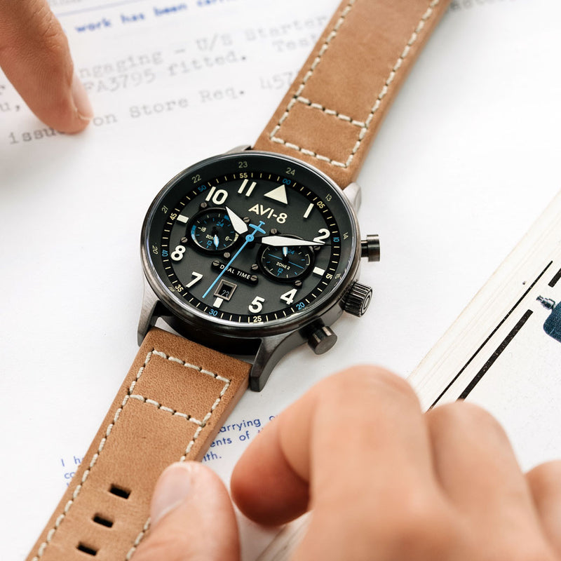 AVI-8 Carey Hawker Hurricane Dual-Tiime Pilot Watch #AV-4088-04