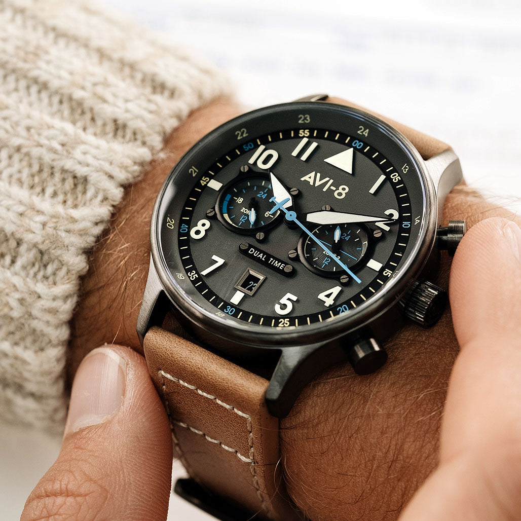AVI-8 Carey Hawker Hurricane Dual-Tiime Pilot Watch #AV-4088-04