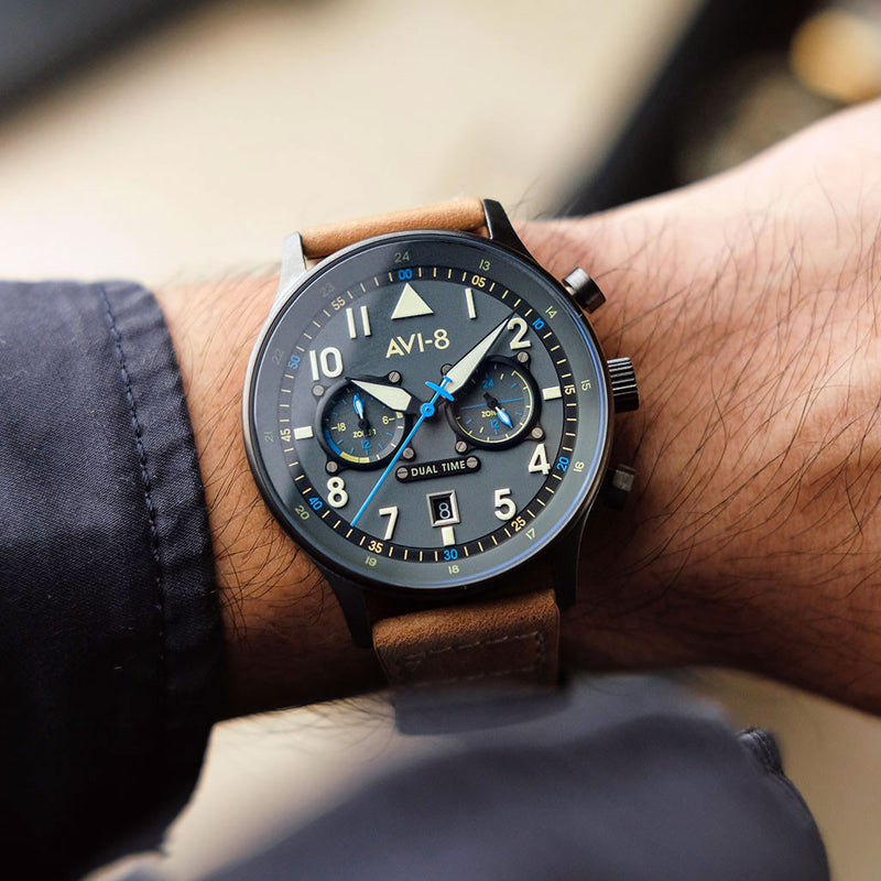 AVI-8 Carey Hawker Hurricane Dual-Tiime Pilot Watch #AV-4088-04