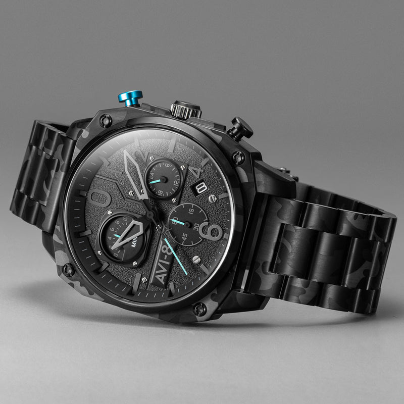 AVI-8 Hawkeye Hunter Night Camo, Retrograde Chronograph, AR Crystal #AV-4052-11