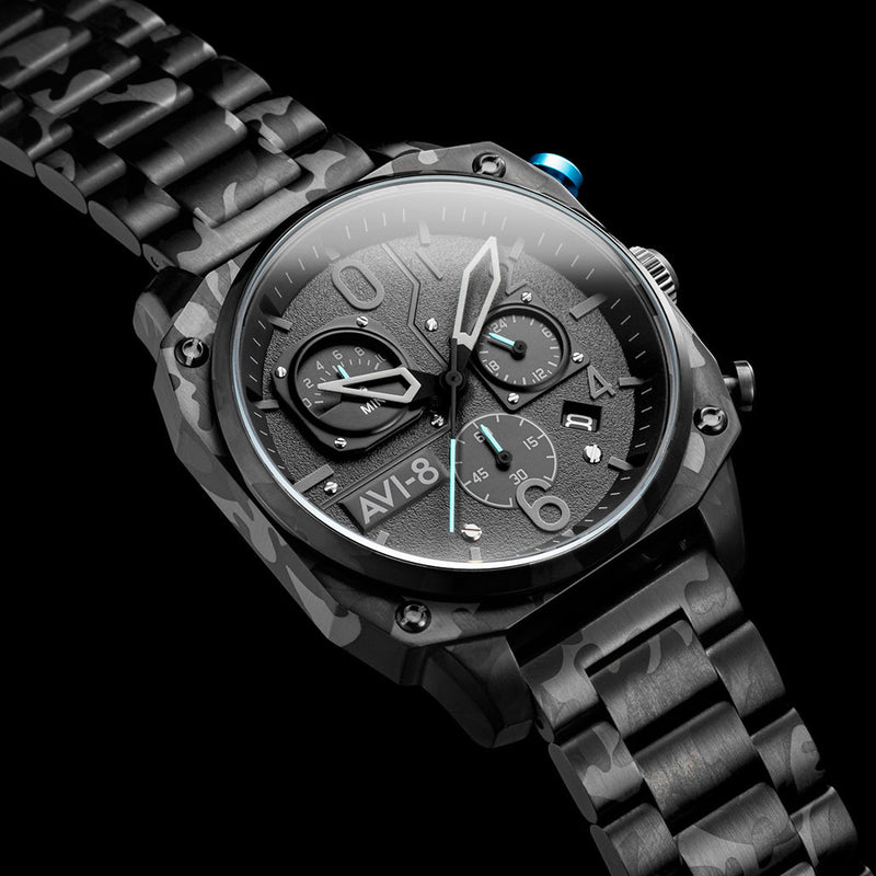 AVI-8 Hawkeye Hunter Night Camo, Retrograde Chronograph, AR Crystal #AV-4052-11