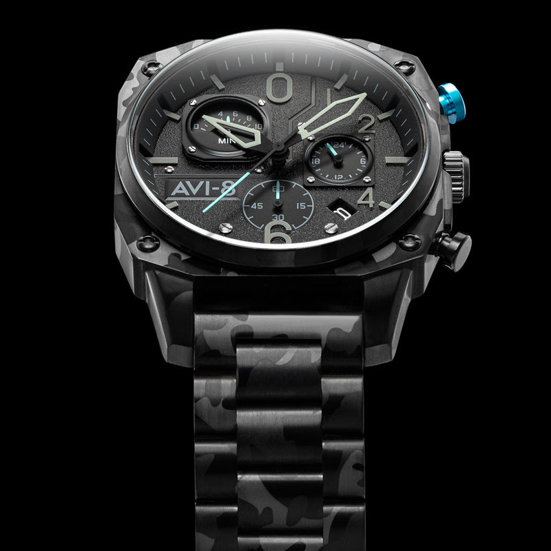 AVI-8 Hawkeye Hunter Night Camo, Retrograde Chronograph, AR Crystal #AV-4052-11