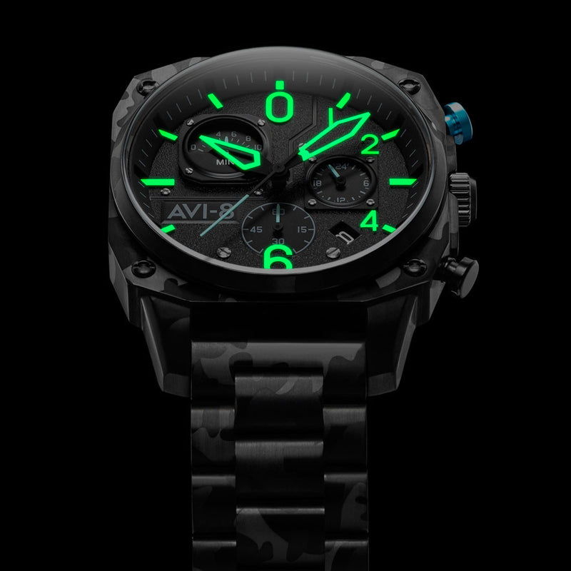 AVI-8 Hawkeye Hunter Night Camo, Retrograde Chronograph, AR Crystal #AV-4052-11