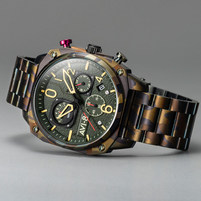 AVI-8 Hawkeye Hunter Ground Camo, Retrograde Chronograph, AR Crystal #AV-4052-22