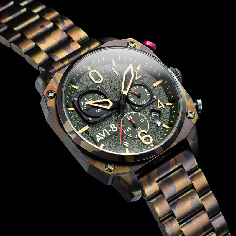 AVI-8 Hawkeye Hunter Ground Camo, Retrograde Chronograph, AR Crystal #AV-4052-22