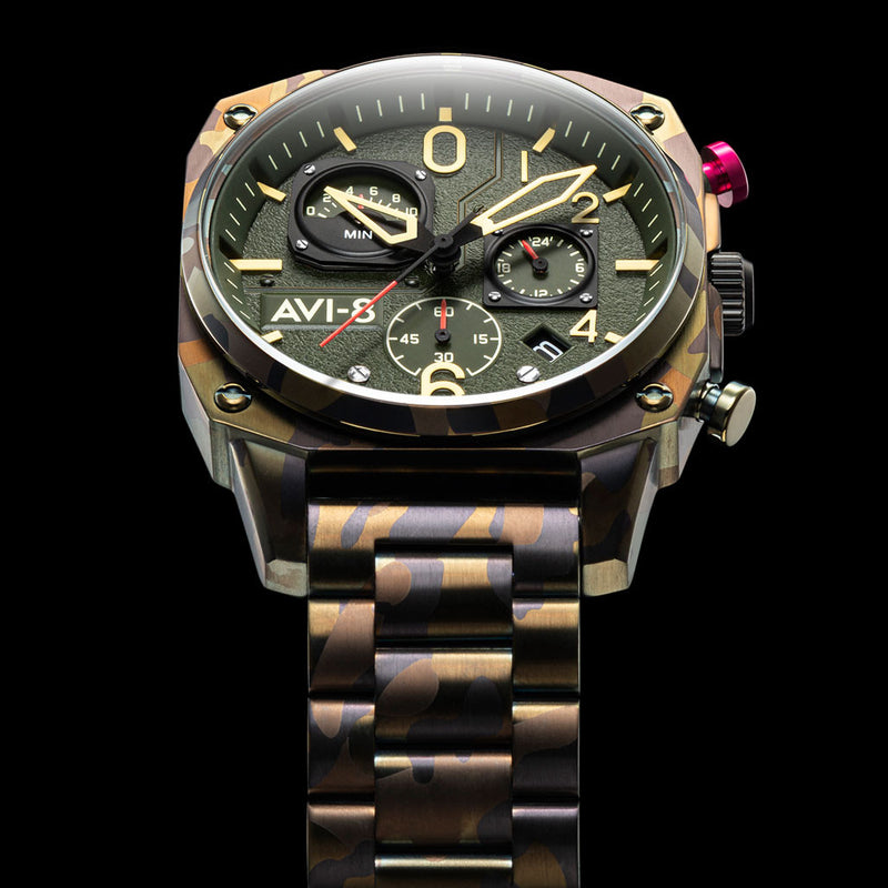 AVI-8 Hawkeye Hunter Ground Camo, Retrograde Chronograph, AR Crystal #AV-4052-22