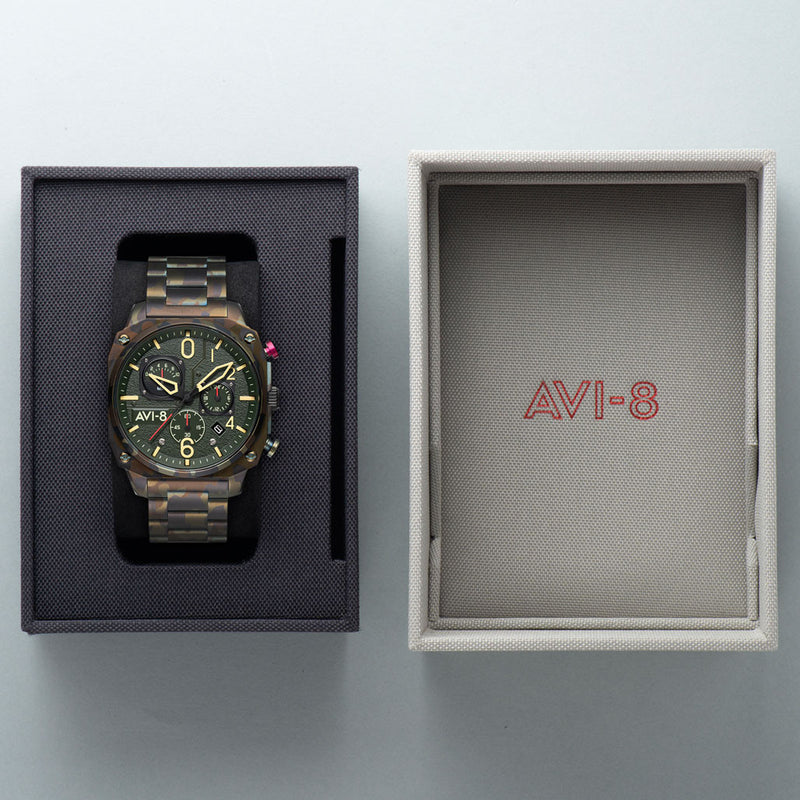 AVI-8 Hawkeye Hunter Ground Camo, Retrograde Chronograph, AR Crystal #AV-4052-22