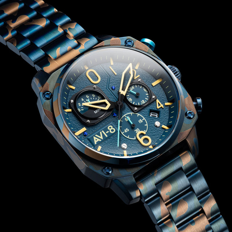 AVI-8 Hawkeye Hunter Air Camo, Retrograde Chronograph, AR Crystal #AV-4052-33