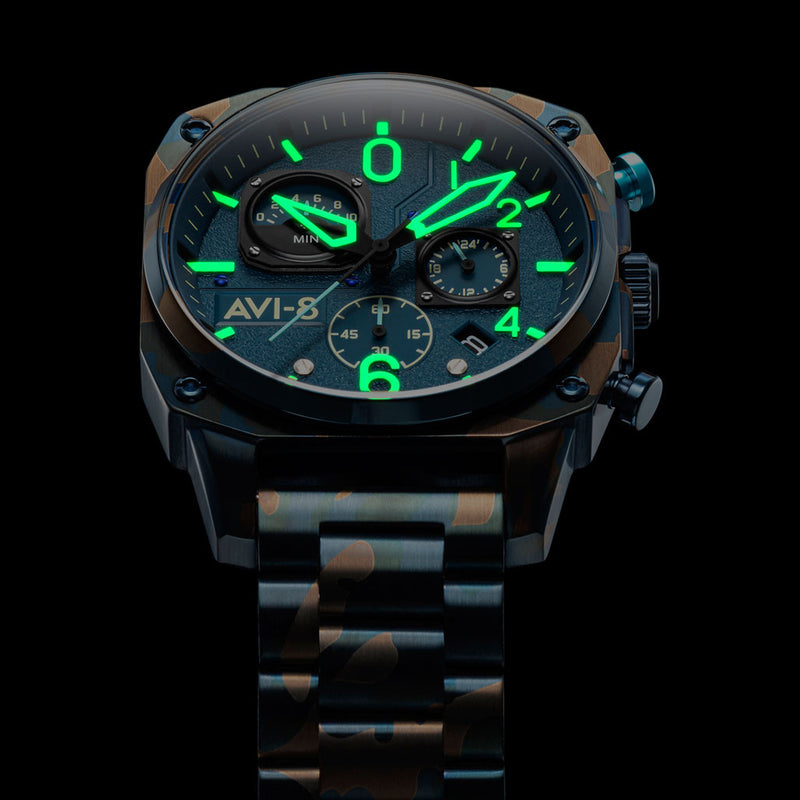 AVI-8 Hawkeye Hunter Air Camo, Retrograde Chronograph, AR Crystal #AV-4052-33