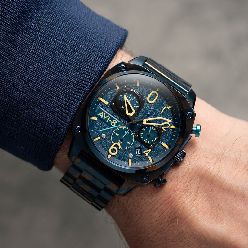 AVI-8 Hawkeye Hunter Air Camo, Retrograde Chronograph, AR Crystal #AV-4052-33