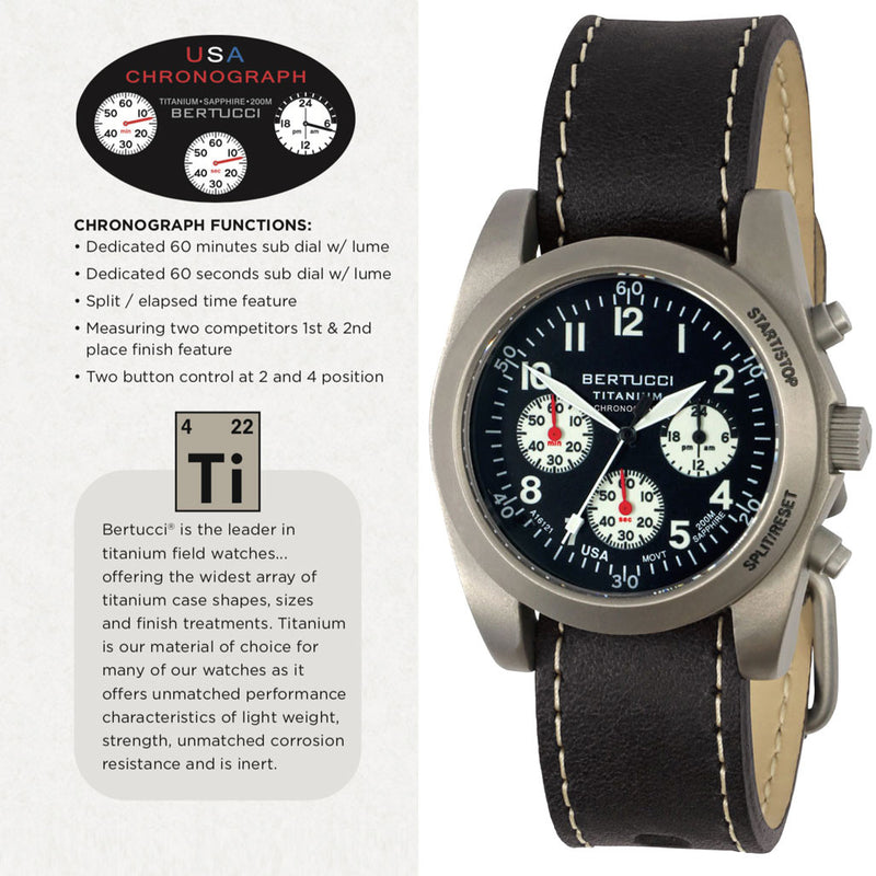 Bertucci A-11T American Field Titanium Chronograph Watch with Sapphire Crystal #13345