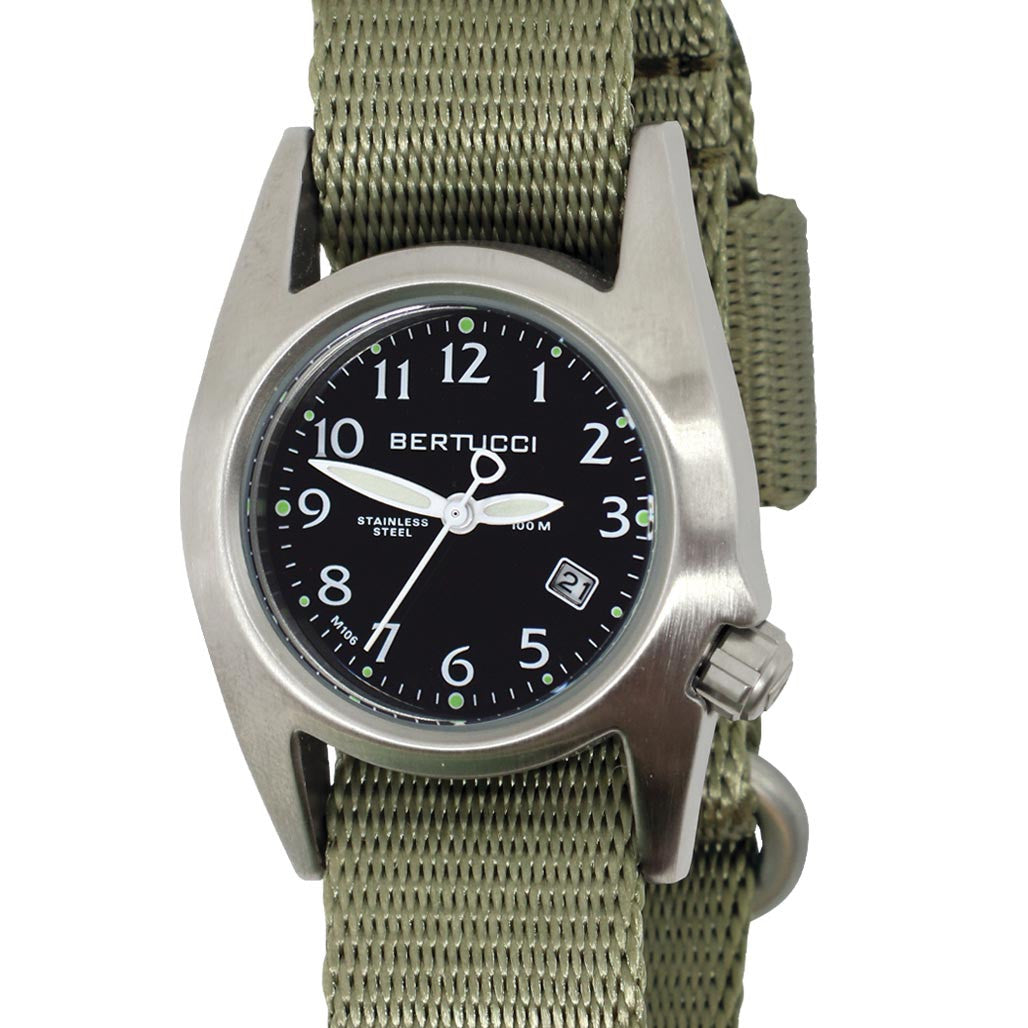 Bertucci Womens M-1S Stainless Steel Field Watch with a Grey Nylon