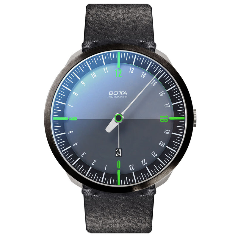 Botta UNO 24 one hand 24-hour Swiss Automatic watch with 45mm PVD titanium case #928010BE