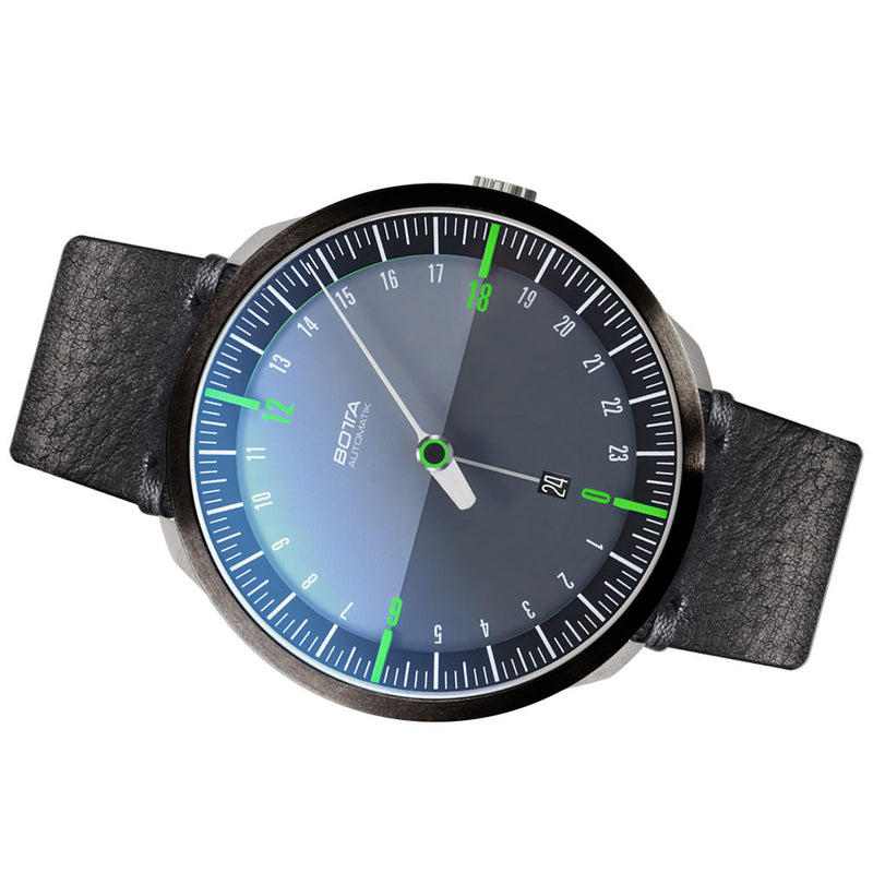 Botta UNO 24 one hand 24-hour Swiss Automatic watch with 45mm PVD titanium case #928010BE