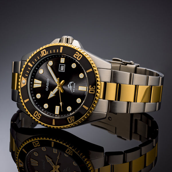 Islander 22mm Two-tone Three-Link Watch Bracelet for Casio Duro Quartz Dive Watch #BRAC-117