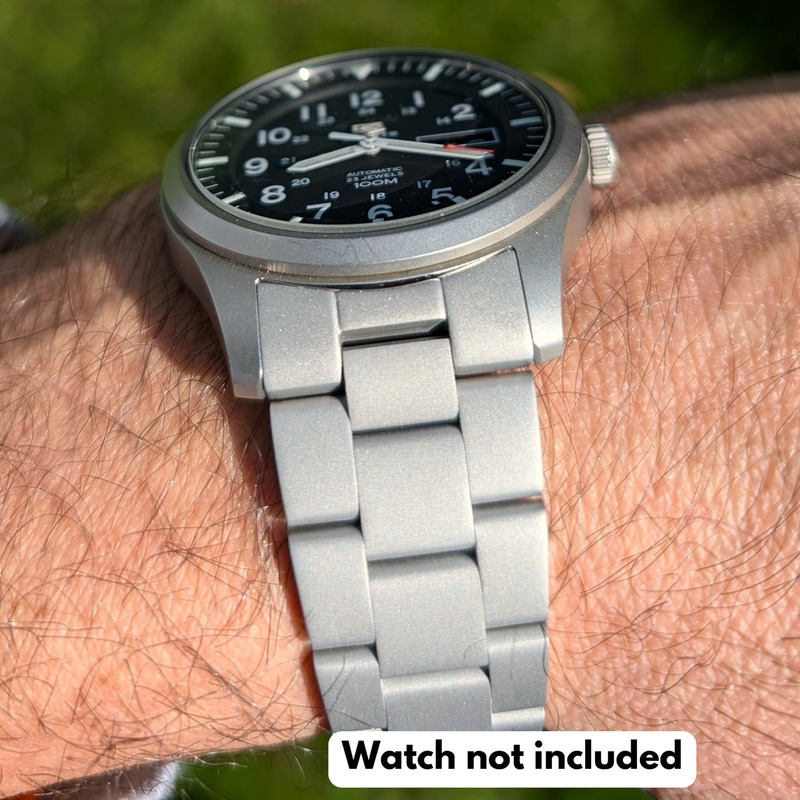 Islander 22mm Blasted Solid-Link Bracelet for Seiko 5 SNZG Watches #BRAC-96