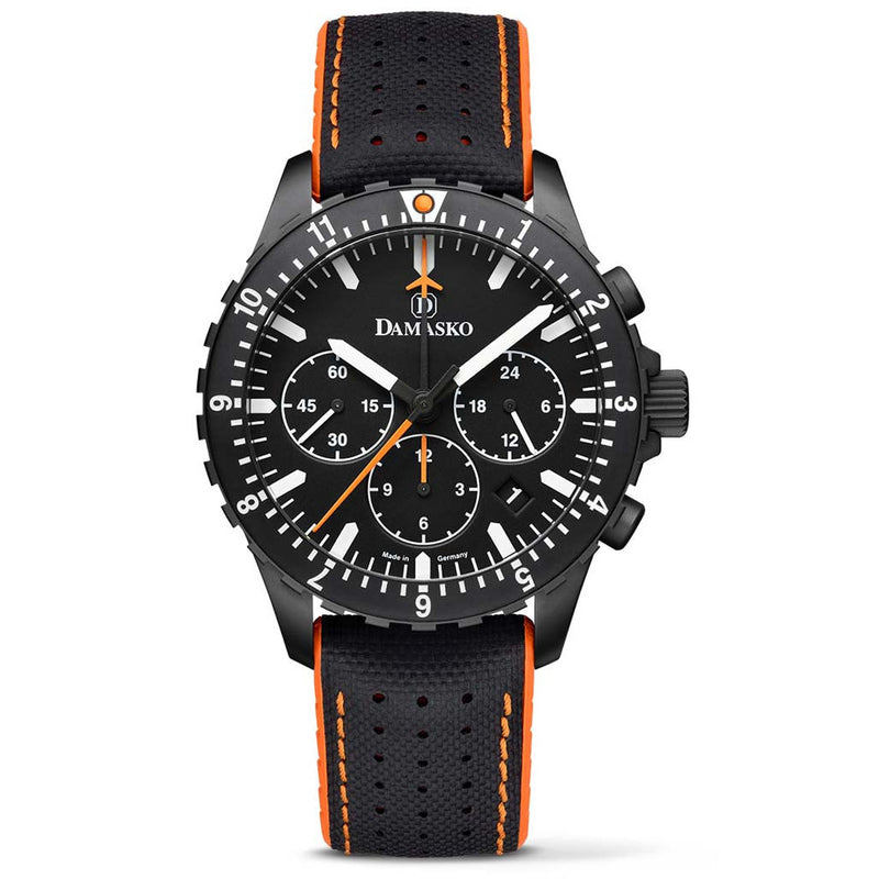 Damasko Black DLC 42mm Chronograph with a Stopwatch and a 12-hour Totalizer #DC86