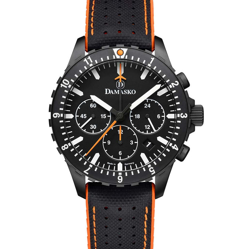 Damasko Black DLC 42mm Chronograph with a Stopwatch and a 12-hour Totalizer #DC86
