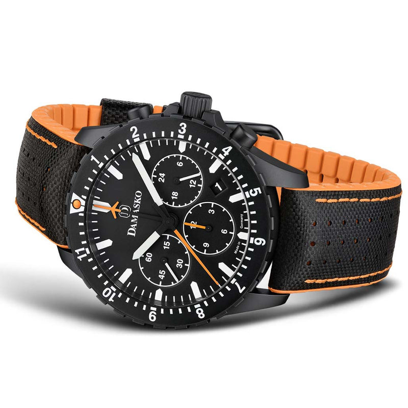 Damasko Black DLC 42mm Chronograph with a Stopwatch and a 12-hour Totalizer #DC86